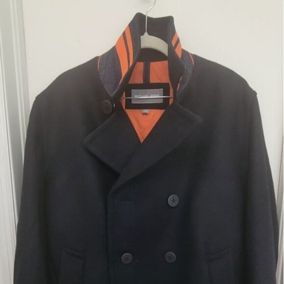 Michael Kors Men's Wool Pea Coat Dark Navy Blue Large Double 💗💗💗💗💗💗💗💗💗 - Picture 6 of 10